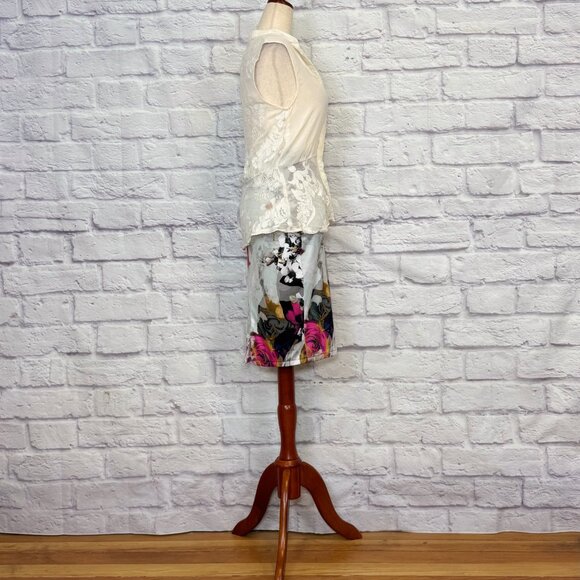 Tt Collection Cream Silk Floral Embroidered Blouse - Picture 7 of 9